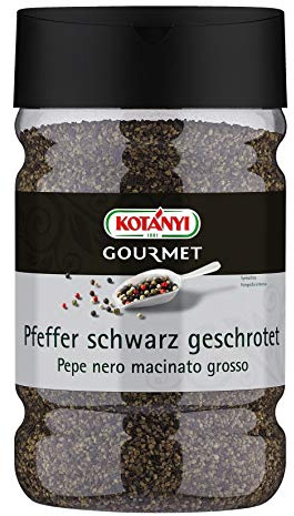 Kotanyi Pfeffer schwarz geschrotet Gewürze für Großverbraucher und Gastronomie, 630 g