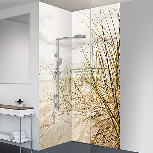 yourplate Duschrückwände individuelle Größe (Nordseestrand) | 3mm Aluminium Verbundplatte, exklusives Design, einfache Montage, geringes Gewicht, fugenlos, wasserdicht, pflegeleicht