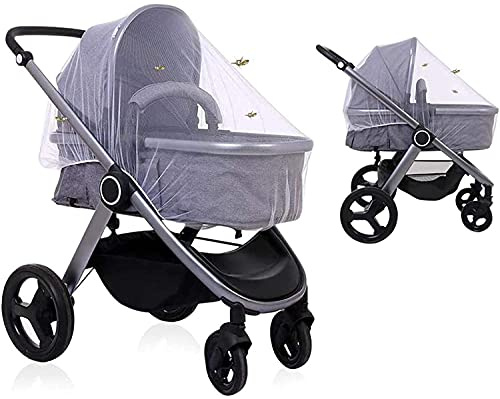 2 x große XL-Moskitonetz, Moskitonetz für Kinderwagen (2 Stück), Universal-Moskitonetz, Anti-Insekten-Netz, universeller Schutz mit elastischem Gummi und waschbar, Weiß