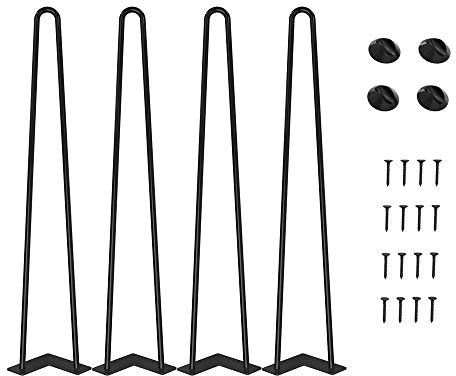 WINSOON 4er Set Haarnadel Tischbeine 71cm Metall Hairpin Legs DIY Tischbeine Möbelfüße Tischkufen aus Stahl mit Bodenschoner und Schrauben Verfügbar für Schreibtisch Esstisch, Couchtisch, Tisch