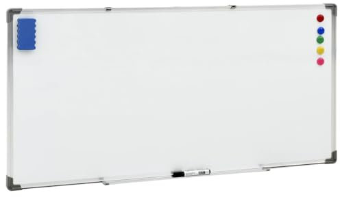 vidaXL Magnetisches Whiteboard Magnettafel Wandtafel Magnetwand Weißwand Lackiert Memoboard Pinnwand Schreibtafel Weiß 110x60cm Stahl