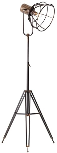 Brilliant Dreibein-Stehlampe - höhenverstellbare Standleuchte mit Fußschalter - 1,5-1,7m Höhe einstellbar - 68cm Durchmesser - mit schwenkbarem Kopf - Metall in schwarz stahl