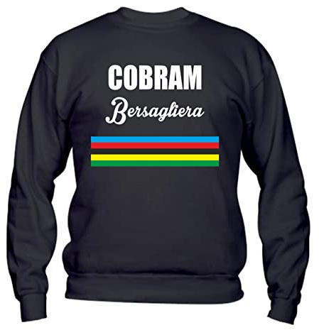 Social Crazy Felpa Uomo Girocollo Basic Top qualità Top vestibilità - Cobram Bersagliera - Coppa Cobram - Divertente Humor Made in Italy (Nero, XL)