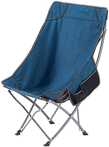 Pkfinrd Tragbare Stühle Ultralight Folding Beach Angelhocker Tragbare Outdoor Camping Stuhl Garten Hight Back Stühle mit Seitentasche 0626 (Color : Blue)