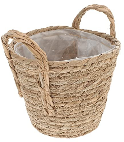 Alipis Maceta De Paja Estilo Vintage para Flores Maceta Creativa Tipo Cubo Soporte De Almacenamiento para Plantas De Interior