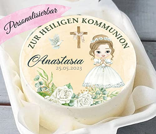Tortenbild Muffin Aufleger Zur Kommunion, Konfirmation oder Firmung- Mädchen (Fondantpapier, Dekorpapier Plus oder Oblate - Geschnitten)