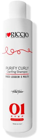 I Love Curly Purify Curly, Renande schampo för lockigt och moxiskt hår, lugnande behandling mot klåda och irritation, eliminerar uppbyggnadseffekten, 250ml