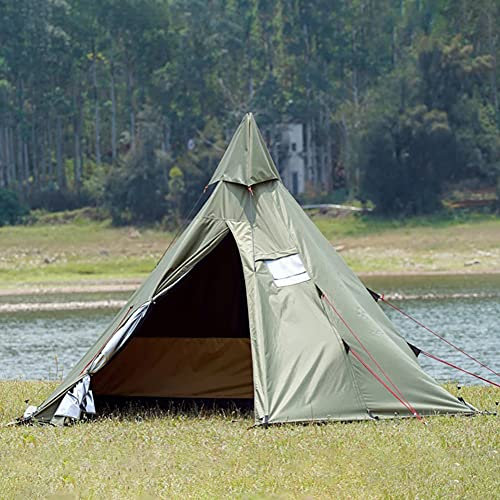 Campingzelt, 3m/4m Jurtenzelt mit Herdloch Camping Familienzelt Baumwollleinen Bell Truck Zelt Großes Raumpyramidenzelt für Outdoor Party Jagd Picknic