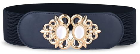 BlackButterfly Taillengürtel Damen Zierschließe Gold | Kunstlederpad, Verzierte Steckschließe, Rundum Dehnbar, Barock-Optik, Größen S-XXL, Taillenformer, Strass