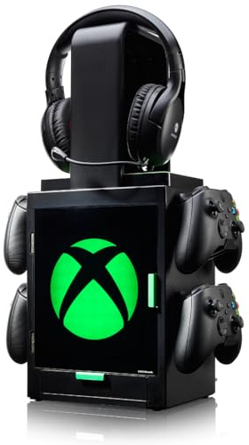 Numskull Offizieller Xbox LED-Licht Gaming-Schrank, Controller-Halter und Headset-Ständer für PS4/PS5 & Xbox Series X|S - Mehrere LED-Beleuchtungseinstellungen - Offizielle Xbox-Merchandise