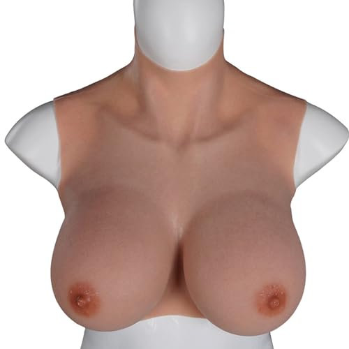 HUANQIN Brustprothese künstliche brüste Brustformen Silicone Filled Baumwolle Gefüllt H Cup, Brustprothese Künstliche Brust Brustprothese, Silikon Brust Brustplatte Fake Weiche Brustprothese, Bräunen