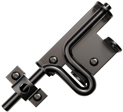 Litensh Slide Gate Latch Bolt Lock 6 Inch, Stainless Steel Door Lock Bolt with Padlock Hole, Sliding Bolt Gate Latch Barrel Bolt Shed Locking Lock for Wooden Fence Shed Yard Barn Door Outdoor Black