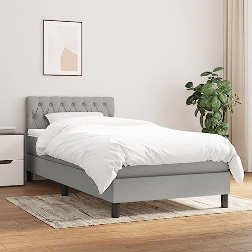 BaraSh Boxspringbett mit Matratze Betten Matratze Bett Mit Matratze Boxspringbett Mit Bettkasten Hellgrau 90x190 cm Stoff - 3140257