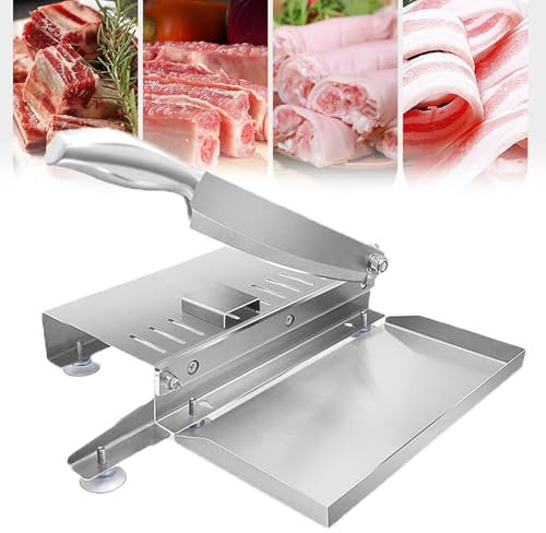MiBoce Manual Bone Meat Cutter, Vegetables & Deli Slicer, Stainless Steel Ribs Meat Chopper, with Anti-Slip Buckle, for Fish, Chicken, Beef, Meat, Vegetables & Deli