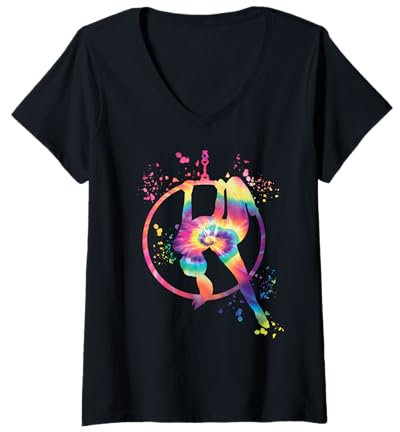 Damen Aerialist Colorsplash Aerial Ring Kinder Lyra Aerial Hoop T-Shirt mit V-Ausschnitt