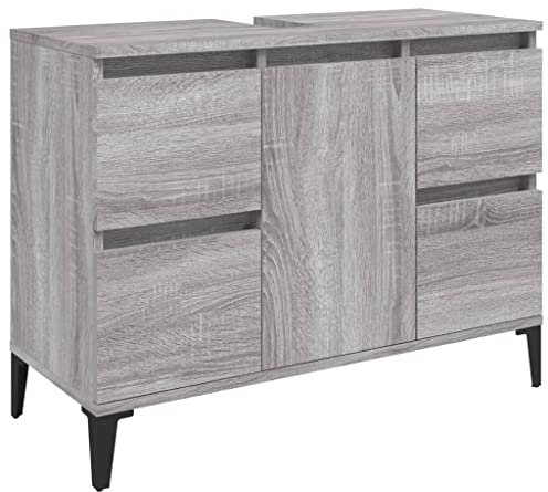 Mobiletto Salvaspazio Cucina Mobile Bagno Salvaspazio Mobile Cucina Salvaspazio Mobile Soggiorno - Mobile Lavabo Grigio Sonoma 80x33x60 cm in Legno Multistrato per Spogliatoio Servizi Igienici