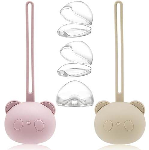 5 scatole per ciuccio, 2 contenitori per ciuccio in silicone e 3 scatole per ciuccio, in plastica trasparente