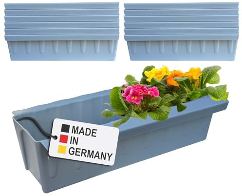Hossi's Wholesale 10 europaletter blomlådeinsatser | med hängsystem för upphängning | 37,3 cm ljusgrå | växtlåda för europeisk pallpall | Balkonglåda | blomkruka | extremt stabil