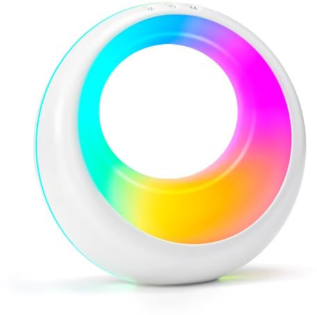 Auxmir LED Night Light, Rechargeable Table Lamp with 7 RGB Colors Changing & 9 Modes, Dimmable Night Light with Remote Control, Portable Bedside Lamp for Bedroom, Living Room, Camping