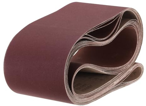 QUARKZMAN 10pcs 6 x 89 Bandas De Lija 240 Granos Óxido De Aluminio Papel De Lija Para Lijadora Bandas De Lijado Para Pulido Y Esmerilado De Metal Y Madera, Color Marrón Rojizo