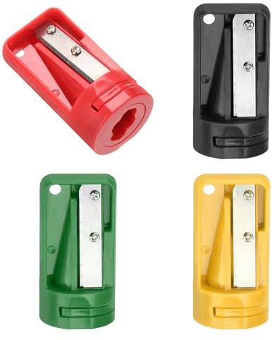 QUARKZMAN 4 Stück Zimmermanns Bleistiftspitzer Tischler Bleistiftspitzer für Zimmermannsbleistift Tragbares Bleistift Spitzer Anspitzer für Holzbearbeitung（Vier Farben 4）