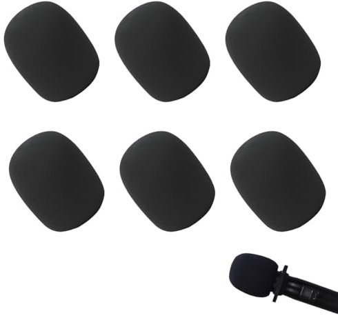ZUWIJEQ 6 Pcs Spugna Microfono,Copri Microfono,Antivento Microfono,Copertura Microfono,Spugna Antivento Universale,Anti Dus,per Microfoni a Mano,KTV,Performance Sul Palco,Attività All'aperto (Nero)