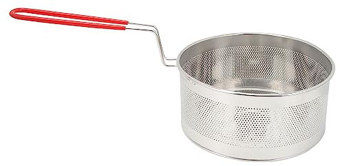 BRRNOO Cesta de Freidora Ergonómica de Acero Inoxidable para Olla con Asa Antideslizante Compatible con Aceite y Agua para Papas Fritas Alitas de Pollo y Aros de Cebolla