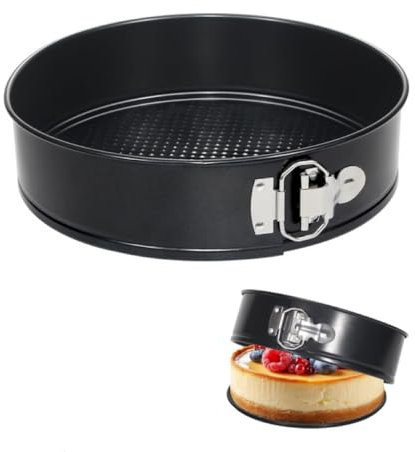 PIQIUQIU Teglia rotonda antiaderente, 26 cm, in acciaio al carbonio, lavabile in lavastoviglie, per cheesecake e biscotti