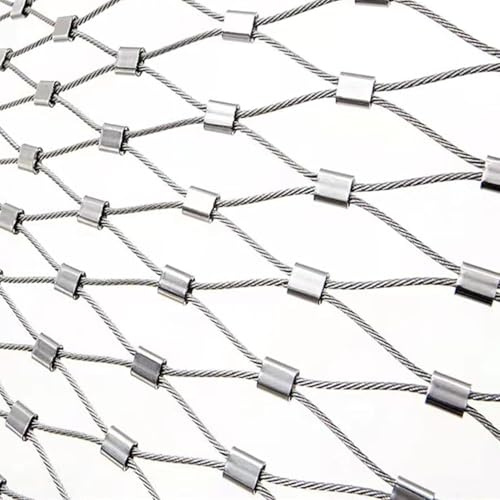 Edelstahl-Seilnetz – flexibles Kabelgeflecht für Geflügelbarriere, Balustrade, Zäune und mehr – langlebig, rostbeständig, leicht zu schneiden – Mehrzweck-Metallgitter (Silber, 8 cm, 1 x 3 m)