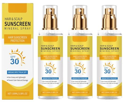 Sonnenschutz Spray Haare und Kopfhaut, Haar und Kopfhautschutzspray LSF30, Sonnenspray für Die Haare und Beugt Trockene Erhält Feuchtigkeit des Haares, Nicht Fettend, 100ml (3)