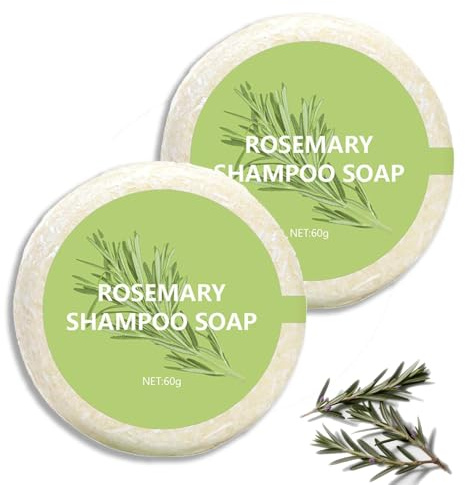 Rosmarin Shampoo Bar, Seife Für Haarwachstum, Stärkend, Natürliche Anti-Haarausfall Organische Festes Shampoo Für Fettiges Haar & Trockenes Haar, Haarseife Anti Schuppen Öl-Kontrolle (2)