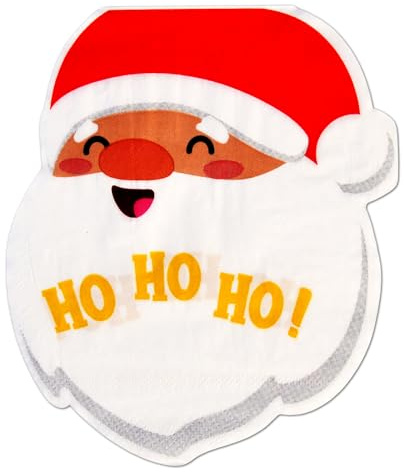 Peakpick Christmas Napkins 100 Pack Disposable Paper Napkins, Virgin Wood Pulp Christmas Tableware, Festive Santa Snowman Tree Design Serviettes for Holiday Dinner Party Supplies (Style-1)
