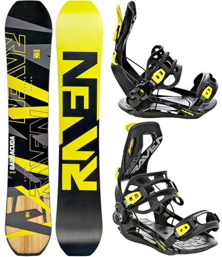 Raven Set de Snowboard: Tabla de Snowboard Barracuda Carbon Lime + Fijaciones Fastec FT360 (155 cm + Fijaciones FT360 Lemon L)