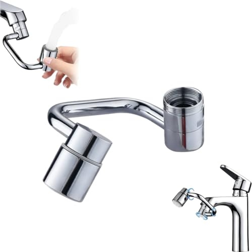 JIELIANWL Wasserhahn Verlängerung - 1080° Drehbarer Wasserhahn Aufsatz, mit 2 Muster,Universell für Küche & Bad