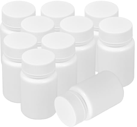 Garneck Frasco de Pastillas Vacío Portátil 20 Piezas 50ml Plástico Blanco | Tapón de Rosca, Hdpe Ligero, para Viaje y Exterior, Apto para Caramelos y Cápsulas