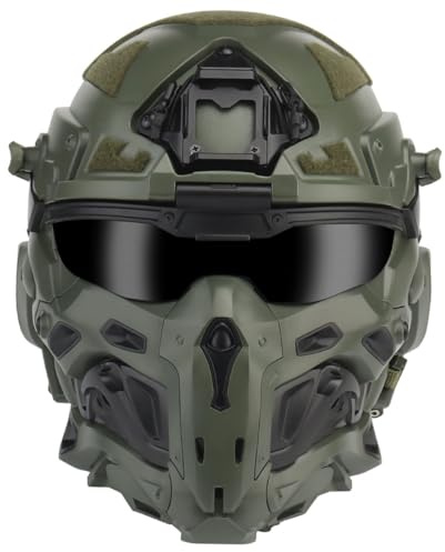 WANENGEDIY Taktischer Helm mit Maske, Antibeschlagventilator und Kommunikationskopfhörer, HL-98 Militär Fast Helmet für Airsoft Paintball