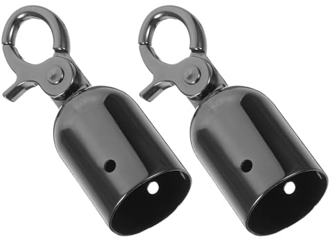 Veemoon Embouts de Corde Métalliques 28 MM Noirs Brillants avec Crochet et Fermoir Mousqueton Butées Robustes pour Garde-Corps Accessoires Sécurisés pour Gestion de Files d'Attente