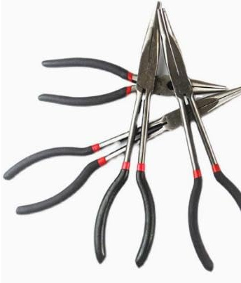 SOUJAP 6 PCS 11 inch Needle Nose Pliers, Steel Straight Extended Long Reach Nose Pliers for Narrow Space, Mechanics, Black