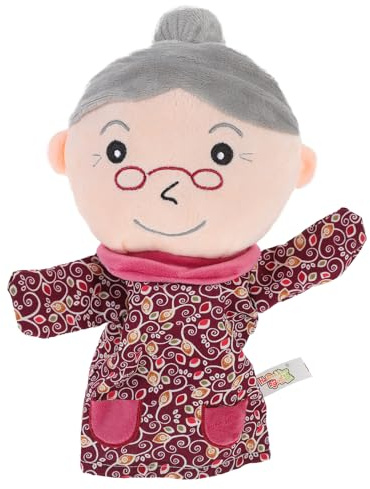 MUSISALY Marionetta da Mano Nonna Ultra Morbido, Burattino Educativo per Dai 3 Anni, Pupazzo di Peluche Leggero per Giochi di Narrazione e Attività Familiari