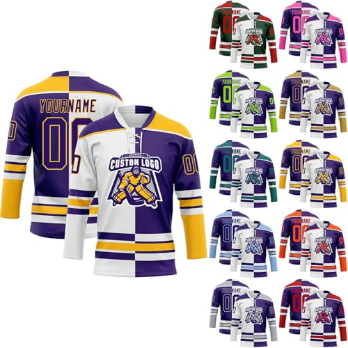 Generico Maglie da Hockey Personalizzate,Maglie da Hockey Vergini Personalizzabili con Squadra/Numero/Nome Personale,Maglie da Hockey Personalizzate per Uomo, Donna, Adolescente e Bambino