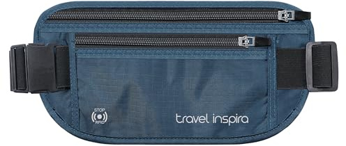 travel inspira Cintura porta soldi da viaggio con sottile antifurto RFID blocco passaporto per viaggi nascosto sotto i vestiti per la massima protezione di carte di credito, contanti, passaporto e