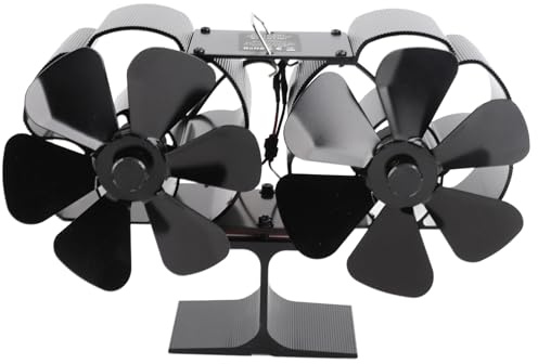 MUNEFE Double Heads Fireplace Fan, Heat Powered Stove Fan, 6 Blades Stove Fan for Wood Burning Stoves, Gas Fireplaces, And Standard Fireplaces, Etc