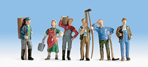 NOCH Weinbauern, Modellbahnfiguren H0, Set mit 6 Figuren aus Kunststoff, ideal für ländliche Szenen und Miniatur-Deko