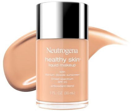 Neutrogena Healthy Skin Liquid Foundation Makeup with Broad Spectrum SPF 20 Sunscreen, Lightweight, Medium Coverage Makeup with Sunscreen and Pro-Vitamin B5, Natural Ivory 20, 1 fl. oz