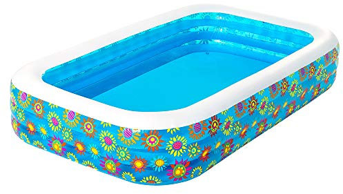 Bestway Deluxe - Piscina familiare, con 3 Anelli, Motivo pesciolini, Dimensioni 305 x 183 cm, Altezza 56 cm
