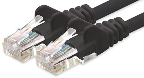 1aTTack.de 10m Cavo di Rete Nero - 1x - Cat.6 Ethernet Gigabit LAN RJ45 10 100 1000 Mbit s - Cavo Patch UTP Compatibile con Cat.5 Cat.5e Cat.7 Cat.8 - Nero - 1x - 10m