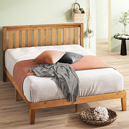 Zinus Alexia - Cama de 180 x 200 cm, Altura del Marco de la Cama, 30 cm, Marco de Madera con cabecera, Color marrón