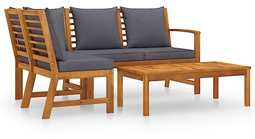 vidaXL 4-TLG. Garten-Lounge-Set mit Auflagen Massivholz Akazie