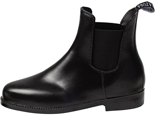 Lazura - Jodhpur Reitstiefelette Basic | Kinder, Herren & Damen Stiefeletten | mit Elastikeinsatz & Pull-On | schwarze Chelsea Boots aus Kunstleder | Reitschuhe in Größe 38