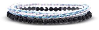 Made by Nami 2 Pcs Boho Surfer Bracelets for Men and Women Waterproof and Adjustable Beach Bracelets for Men and Women Set of 2 Beaded & Braided (Lava Beads & Retro)